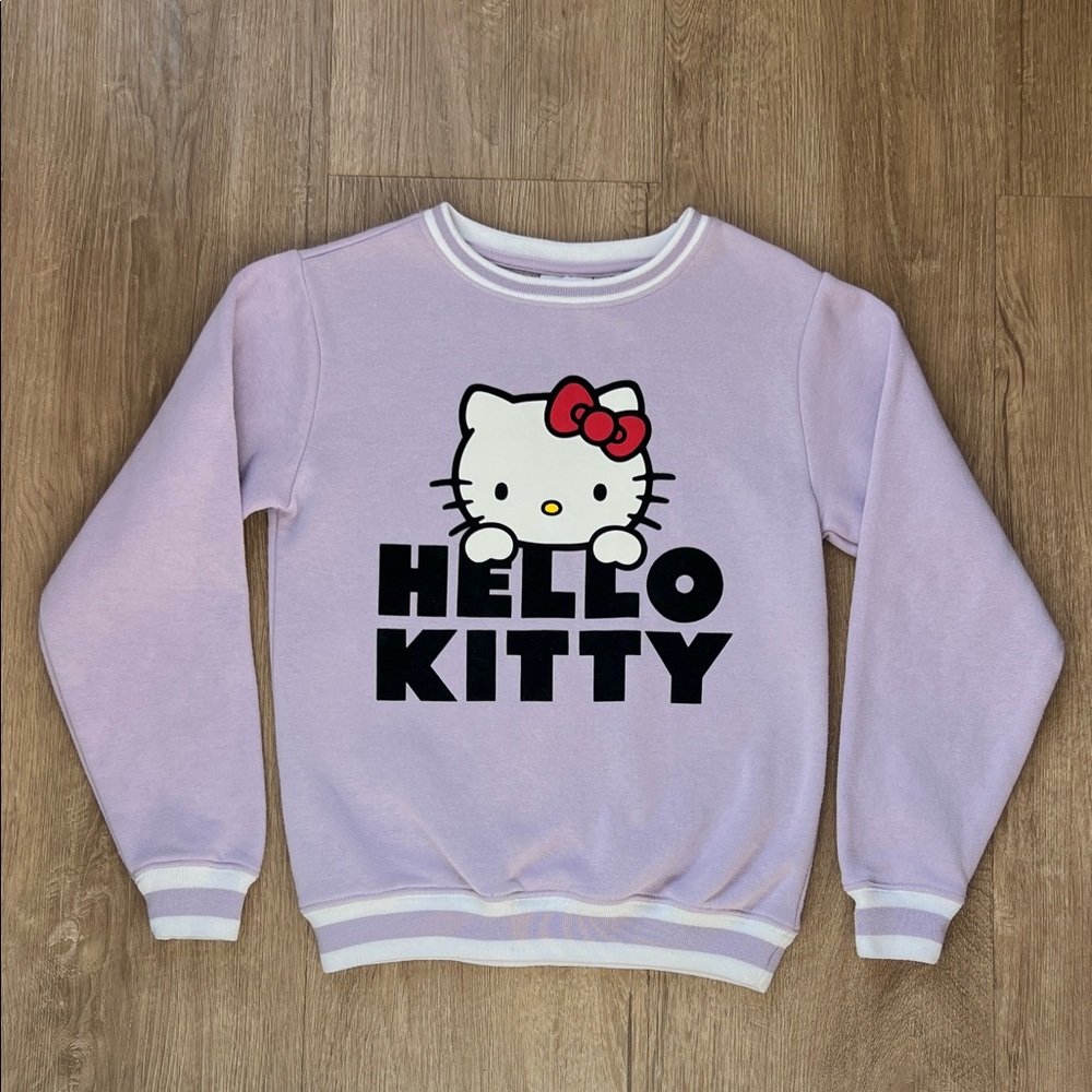 Sanrio Hello Kitty Girls Lavender Crewneck Graphic Sweatshirt Size 10